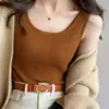 Camisola de Punto para Mujer 2025 Verano Nuevo Color Sólido Simple Traje Top Interior Ajustado Ajustado Camisa Base