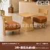Juego de mesa y sillas casual, una mesa y dos sillas, juego de tres piezas, sillón individual pequeño para balcón, adecuado para casa de huéspedes y hotel, en estilo madera natural