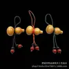 Colgante de Calabaza de Madera de Durazno Natural para Mujer, Colgante de Cadena para Teléfono Móvil de Cinabrio, Colgante de Seguridad para Llavero de Coche para Hombre
