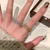Anillo de Encaje Estilo Buchi Italiano Anillo de Diamante Dorado de Rejilla de Diamante Cepillada de la Edad Media/Antigua