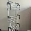 Suporte de Toalha Dobrável de Três Camadas Salão de Beleza Suporte de Toalha Dobrável Suporte de Toalha Transfronteiriço Suporte de Secagem de Chão com Barra Dupla