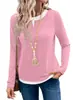 Otoño 2026 Nuevo Amazon Europeo y Americano TK Camiseta Casual de Moda de Manga Larga para Mujer con Cuello Redondo Falso Dos Piezas con Empalme