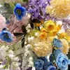 Arco de Flores Artificiales Transfronterizo con Hortensias y Rosas Moradas, Rosas y Azules para Decoración de Fondo de Escaparate de Fiesta de Bodas Arco en Forma de Cuerno