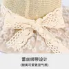 Sombrero de Paja Sombrero de Playa Sombrero de Paja con Cordones de Encaje Sombrero de Sol de Verano para Mujer Sombrero de Sol para Playa Sombrero de Sol con Borde de Encaje