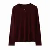 Blusa de malha feminina de manga comprida, cor sólida, gola redonda, nova, simples e elegante, para uso transfronteiriço, básica, versátil, para outono e inverno, corte solto