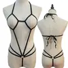 Lencería Sexy Mini Traje de Baño Traje de Baño de una Pieza Traje de Baño Sexy Transparente de una Pieza Bikini de Tres Puntos Traje Europeo y Americano