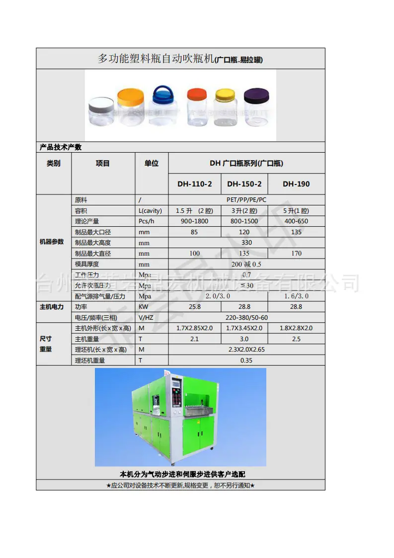 广口自动吹瓶机