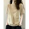 Tops de Verano para Mujer Talla Grande que Cubren la Barriga, Elegantes de Talla Grande 2026 Nuevo Estilo Falsos de Dos Piezas Hermosas Camisetas de Manga Corta para Mujer