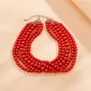 Moda Europeia e Americana Jóias Destaque ABS Popular Colar Feito à Mão Multi-camada Pérola Pescoço Cadeia Pescoço Acessórios Mulheres chocker