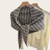 Bufanda Triángulo de Punto Rayada Simple Moda Estilo Coreano Chal para Mujer Otoño Invierno Viaje Diario Versátil Multifuncional Bufanda para el Cuello