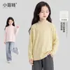 Little Fite Camada Base para Meninas Outono Inverno Médio e Grande Crianças Malha de Mistura de Liocel Camiseta de Manga Longa Roupa Íntima Infantil Top