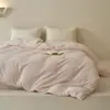 Combina artículos individuales de grado A, 100% algodón, tejido, algodón cepillado, juego de ropa de cama de cuatro piezas de color liso, que incluye una sábana bajera sencilla, una funda de edredón y fundas de almohada
