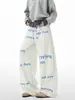 Pantalones de Chándal con Cordón y Estampado de Letras de Marca de Moda para Hombre Otoño Diseño Americano Pantalones Rectos High Street Versátiles Sueltos Casuales