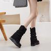 Botas Plataforma Femininas 2026 Outono e Inverno Novo Estilo Botas Curtas para Mulheres, Botas Emagrecedoras que Aumentam a Altura, Design Moderno Botas de Cano Médio Estilo Melard