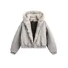 Abrigo Retro Americano de Corte Limpio con Cuello de Piel Zuo Shandiao Chaqueta de Algodón con Capucha Chaqueta Gruesa de Invierno para Hombre y Mujer Chaqueta Acolchada de Algodón Tendencia
