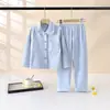 Conjunto de pijama a cuadros de grado A para niños, cárdigan de manga larga para primavera/otoño con cuello vuelto, pijamas suaves y cómodos para niños y niñas, se vende en juegos de dos