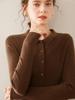 Camisa de gola de camisa de seda de amora penteada Cardigan feminino simples All-match POLO gola base de malha elegante top interno moderno