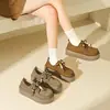 Zapatos Birkenstock 2026 Nueva Primavera Punta Redonda Borla con Cuentas Cordón de Zapato Boca Baja Suela Gruesa Zapatos Casuales Talla Grande Zapatos para Mujer