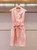 Shenzhen Nanyou Vestido de Verão Novo de Alta Qualidade para Mulheres Estilo Francês Gentil Gola Alta Cintura Marcada com Laço Sem Mangas Mulheres