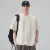 Ropa Popular para Hombre / Camisa Ligera de Lino de Manga Corta Estilo Old Money para Hombre, Camisa Casual Holgada Retro Americana