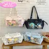 Bolso de mano para niña estilo 2D de estudiante, bolso cruzado transparente, bolso de hombro versátil, bolso con compartimento oculto para conciertos