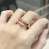 High-end micro-incrustado zircão diamante completo osso de bambu junta geométrica anel banhado a platina 18k anel aberto de bambu comum dedo indicador