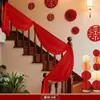 Conjunto de Decoração de Quarto de Casamento Flor Vermelha Grande Corrimão da Escada Hortênsia Casamento Decoração de Casa Rural Suprimentos para Latte Art