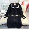 Gran Venta Modelo Punto Negro Cuello Marino Abrigo Exterior de Lana para Mujer Invierno Abrigo Exterior de Lana Extranjero No Retornable