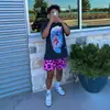 Shorts de Verão Novo Estilo Americano para Homens, Design Fino, Nicho Solto Casual Estampado Calça de Cinco Pontos