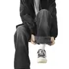 Inverno 2026 Novo Estilo Jeans Americano High Street Espessado com Veludo para Homens Jovens Energéticos Corte Reto Solto Cintura Elástica