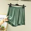 Shorts Modal de Cintura Alta Tamanho Grande Feminino Verão Menina Plus Size Soltos Versátil Casual Calças de Perna Larga Finas Calças de Pijama Cor Sólida