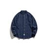WANLEGETU Camisa de Mezclilla a Cuadros Lavada Vintage Japonesa para Hombre, Holgada, Manga Larga para Primavera y Otoño S2622
