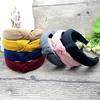 Grande festivo mesmo estilo de lã tecida algodão puro meio atado headband listrado acessórios de cabelo estilo coreano saco pano cor sólida faixa de cabelo