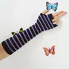 Manga Larga Cruzada Oscura Lolita Rayada Ninja Sin Dedos Cubierta de Manga Larga para Cosplay