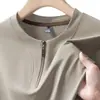 Camiseta de Manga Corta con Media Cremallera de Seda Helada para Hombre Verano Delgada Holgada Gama Alta Color Sólido Talla Grande 9XL Casual de Negocios Manga Corta