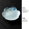 Bandeja de té de cerámica pintada a mano en azul y blanco, posavasos, platillo para gaiwan, bandeja para té seco, plato de frutas, plato para bocadillos de té
