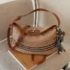 Bolso de Mano Pequeño Tejido Nuevo Transfronterizo 2026 para Mujer, Bolso de Paja Versátil, Bolso Tipo Bollo, Bolso de Hombro Cruzado Estilo Vacaciones