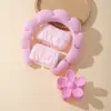 Diadema de nube transfronteriza, antideslizante para lavar la cara, de corona alta, pinza de garra floral linda, muñequera de felpa, juego de cuatro piezas de accesorio para el cabello para mujer