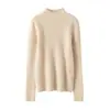 Suéter Elegante 100% Caxemira Feminino Pulôver Simples de Caxemira Quente Tricô Gola Alta Meia Suéter Básico Novo Roxo