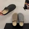 Zapatillas de Media Caña Birkenstock de Lana Gruesa con Punta Reforzada Estilo Retro para Mujer Ropa de Exterior Otoño/Invierno 2026 Nuevos Zapatos de Algodón Cálidos con Forro de Piel