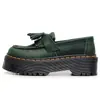 Mocasines Azules con Borlas Crazy Horse para Mujer, Zapatos de Cuero Genuino de Caña Baja, Cuero de Primera Capa, Estilo Británico, Zapatos Casuales de Plataforma de Suela Gruesa de Moda