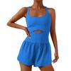 Moda europeia e americana esportes femininos shorts de ioga oco cruz bonito costas soltas roupas de fitness confortáveis colete macacão