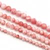 Polvo Flor de Durazno Flor Punto Jade Persa Cuentas Sueltas Blanco Polvo Color Fresa Calcedonia Persa Cuentas Redondas Venta al por Mayor Joyería DIY con Cuentas