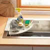 Estante de drenaje para fregadero de esquina de cocina, soporte para esponjas y organizador para lavar platos para el área del fregadero
