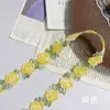 Renda solúvel em água com gradiente arco-íris rosa, 2,5 cm de largura, estilo étnico, bordado color blocking. Acessórios podem ser personalizados e vendidos no atacado