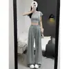 Pantalones a cuadros verdes Yamamoto de talla grande 150 kg para mujer, finos de primavera/verano, de cintura alta, fluidos, casuales, holgados, de pierna ancha