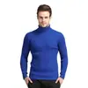 Comercio Exterior al por Mayor Transfronterizo Otoño e Invierno Suéter de Cuello Alto para Hombre Talla Europea y Americana Casual Color Sólido Raya Vertical Jersey Camisa de Punto Base Hombre