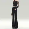 Jeans Flares Cintura Alta Versátil da Moda para Mulheres, Novo Estilo Primavera/Outono, Jeans Bootcut Emagrecedor e Fashion