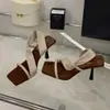 Sandálias de Salto Alto Chuyuji Femininas com Salto Fino e Bico Quadrado, Versáteis 2026 Novo Estilo Coreano Chinelos Elegantes e Sofisticados