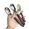 Cuchara de Acero Inoxidable con Mango de Imitación Madera, Cuchara de Mesa para Uso Doméstico, Cuchara para Sopa, Cuchara de Postre de Alto Valor Estético